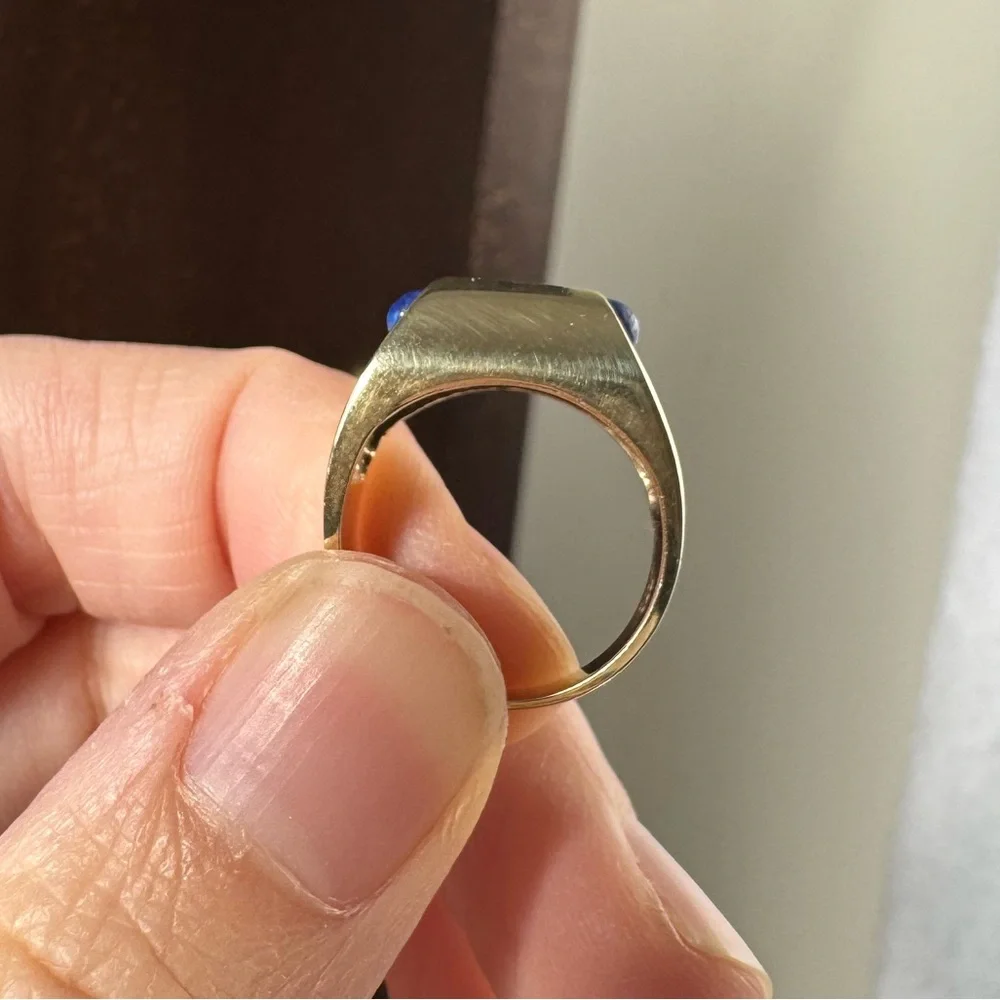 14K Gold and Lapis Pinky Ring - Picture 2 of 8